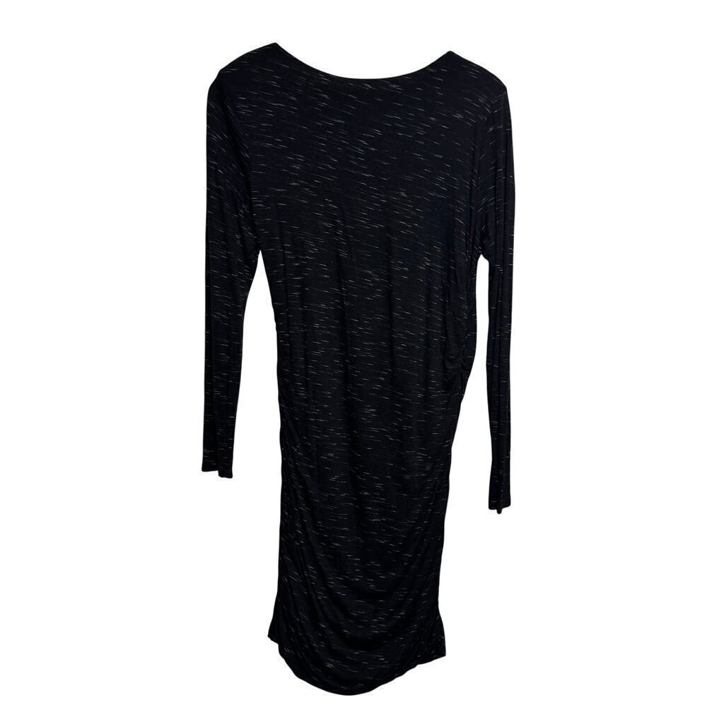 H&M Black Ruched Bodycon Midi Dress Long Sleeve Size M - Picture 3 of 8